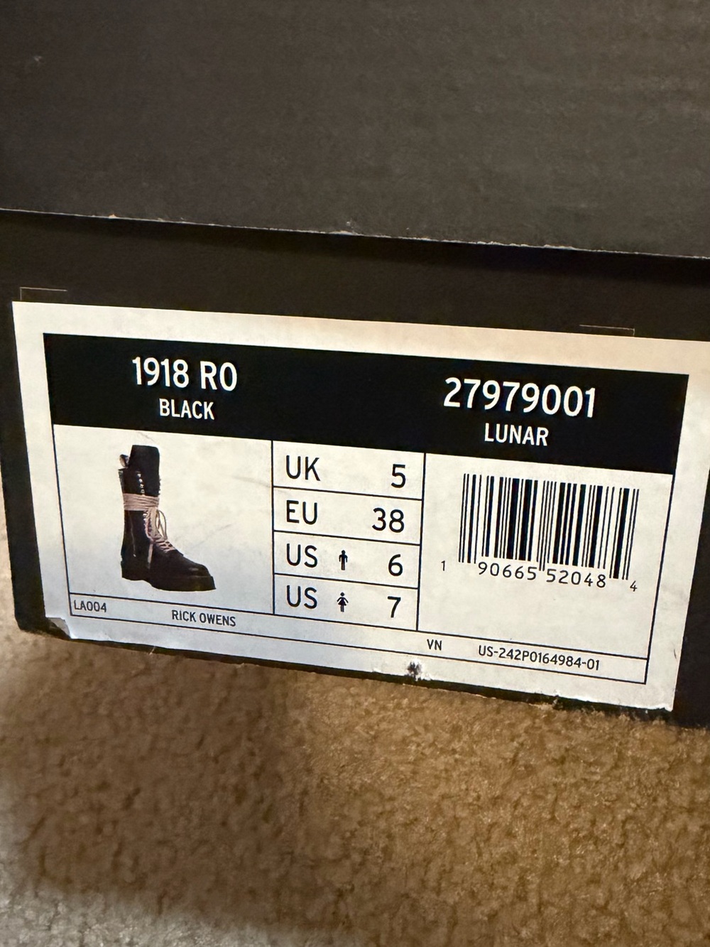 Dr. Marten’s x Rick Owen’s Black Leather Platform Combat Boots with Side Zip - Picture 6 of 7
